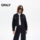 ONLY2025冬季新款翻領(lǐng)撞色明線(xiàn)短款牛仔工裝外套女|125354009 J37 1000洗水藍牛仔 M