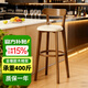 禾夫實(shí)木吧臺椅家用高腳凳靠背椅子商用收銀臺吧凳餐廳前臺高凳子吧椅 原木色木架【優(yōu)質(zhì)橡膠木】米白色麻布【可拆洗】 坐高61（搭配90-100高度的桌子）