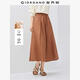 佐丹奴亞麻裙子女2026年春新款棉麻壓褶松緊腰a字半身裙13466356 03棕色 S