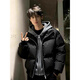 魯雅爾潮流vintage假兩件棉服男冬季百搭高級感氣質(zhì)痞帥保暖棉衣襖外套 黑色 XL