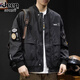 JEEP SPIRIT吉普高端棒球領(lǐng)工裝夾克男2025春秋季新款寬松大碼飛行夾克外套男 黑色 XL  適合145-160斤