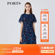 PORTS寶姿春夏新品女裝短袖長(cháng)連衣裙 丈青印花 XS (2)
