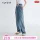 飛鳥(niǎo)和新酒系帶薄款牛仔褲女2024夏季新款寬松顯瘦休閑褲女褲 其它靛藍HRH07  M