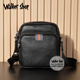 Walker Shop單肩/斜挎包男【甄選頭層牛皮面料】豎款商務(wù)休閑男士小背包 黑色 小號（19*22*6cm）