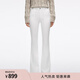 MISS SIXTY2025秋季新款白色抓毛牛仔褲女修身高腰顯瘦微喇叭長(cháng)褲 白色短版 25