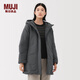 MUJI女式 不易沾水 羽絨大衣 羽絨服女款 女裝 25年冬季外套BD10UA5A 中灰色 M (160/84A)