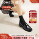 康莉（COMELY）章若楠同款樂(lè )福鞋女新款秋季厚底一腳蹬增高商務(wù)小皮鞋 黑色 36