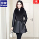 羅蒙（ROMON）秋冬新款真皮皮衣女裝風(fēng)衣鵝絨服狐貍毛領(lǐng)海寧皮草中長(cháng)款修身脫卸 黑色 2XL 126-135