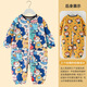 米囹寶寶爬爬服連體罩衣秋冬嬰兒爬行罩衣戶(hù)外玩耍防臟罩衣外穿連體衣 滿(mǎn)印連體藍動(dòng)物【拉鏈可開(kāi)襠】 90cm 【建議身高70-85cm】