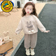 G.duck女童秋冬套裝1一5歲兒童洋氣衣服3小童加絨韓版女寶寶衛衣兩件套4 卡其色 100 cm