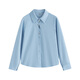 茵曼通勤燈芯絨長(cháng)袖襯衫女2025秋冬款趣味刺繡百搭疊穿襯衣淺藍色M