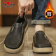 公牛世家男鞋春季新款舒適軟底男士休閑皮鞋一腳蹬懶人鞋上班通勤鞋子