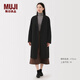 MUJI女式 羊毛混 切斯特大衣毛呢外套女款女裝衣服25年冬季 BD10LA5A 黑色 S (155/80A)