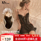 MOXTOC性感睡衣女夏季薄款網(wǎng)紗蕾絲睡裙吊帶短裙純欲風(fēng)套裝情人禮物 黑色（吊帶睡裙） M （建議80~100斤）