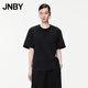 JNBY/江南布衣夏季女裝T恤純棉寬松滿(mǎn)印兔子女短袖通勤5O4113780 011/炭黑 S