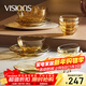 康寧（VISIONS）晶炫螺紋高硼硅玻璃餐具套裝12件碗碟套裝4-6人微波爐可用