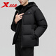 特步男士羽絨服冬季加絨加厚連帽保暖短款外套戶(hù)外黑色戶(hù)外防風(fēng)男服裝 正黑色 XL /180