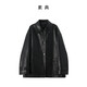 素典（WHIteALLUSION）復古PU皮一手長(cháng)翻領(lǐng)皮衣外套女2026春季新款寬松休閑時(shí)髦上衣5788 經(jīng)典黑 M