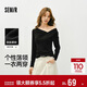 森馬（Semir）長(cháng)袖T恤女春季短款不對稱(chēng)蕩領(lǐng)斜肩露肩緊身2026上衣109126101001