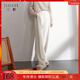 三彩2025冬季新款雪尼爾休閑長(cháng)褲高腰松緊直筒闊腿褲寬松簡(jiǎn)約M 米白色 S 155/64A 155/64A