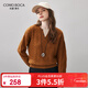 科蒙博卡2025秋冬新款假兩件羊毛衫女裝圓領(lǐng)寬松針織衫長(cháng)袖加厚毛衣 焦糖色 L