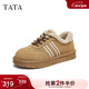 他她（TATA）棉鞋2025秋冬厚底板鞋加絨毛毛德訓鞋休閑平底鞋CUD01DM5 棕黃（仿毛里） 37
