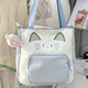 AMOR HOUR可愛(ài)貓咪補習袋初中生學(xué)院風(fēng)大容量單肩斜挎包小清新手提袋百搭高顏值手提托特包學(xué)生通勤帆布包