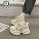 啄木鳥(niǎo)松糕厚底老爹鞋女2026新款百搭小個(gè)子增高小白鞋春季休閑運動(dòng)鞋 米白色 37 (235mm)