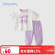 JELLYBABY寶寶夏裝女兒童兩件套夏季薄款5歲6女童短袖套裝 紫色 110