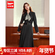 IEF/愛(ài)依服2025秋冬新款法式赫本風(fēng)復古通勤氣質(zhì)顯瘦呢絨連衣長(cháng)裙 深灰 M
