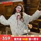 鴨鴨（YAYA）鞠婧祎騏驥紅花苞羽絨服2025年秋冬新款時(shí)尚寬松減齡波點(diǎn)女裝外套 米白色 S