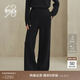 鄂爾多斯1980秋冬簡(jiǎn)約松弛四平空轉針織褲女舒適羊絨闊腿褲 深灰 XL 170/76A