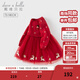 戴維貝拉（DAVE＆BELLA）兒童毛衣連衣裙秋冬新款女童圣誕裙子小童網(wǎng)紗裙女寶寶童裙 中國紅【現貨】 120 cm（建議身高110-120cm）