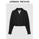 UR2026春季新款女裝氣質(zhì)假兩件超寬松短款罩衫襯衫UWM250137 黑色 S (XS-S)