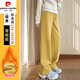 皮爾卡丹（pierre cardin）黃色加絨運動(dòng)褲女秋冬2025新款休閑直筒窄版闊腿褲冬季加厚衛褲子 【加絨加厚】檸檬黃色-款(適 常 S 建議80-95斤