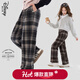 迪士尼女童褲子秋冬2025新款洋氣兒童直筒格子褲青少年大童闊腿褲 黑灰色 150 cm
