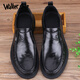 Walker Shop男士皮鞋正裝鞋【優(yōu)選頭層牛皮】男鞋商務(wù)休閑英倫百搭皮鞋 黑色套腳 41