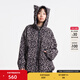 幻走（MOVEUP）2025冬季新款.FUN系列貓耳朵豹紋丈根收口短款外套女 黑色 S