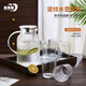 青蘋(píng)果玻璃冷水壺水杯套裝 耐熱涼水壺熱水壺*1+無(wú)鉛玻璃條紋水杯*6