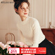 Olrain歐芮兒法式杏白色針織衫女裝秋冬季荷葉邊半高領(lǐng)打底衫上衣 杏白色 M