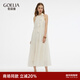 歌莉婭掛脖連衣裙女夏2025新款漂亮薄紗度假仙女風(fēng)裙子1CDR4K62A 07W米色 M