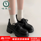 啄木鳥(niǎo)粗跟小皮鞋女2025新款法式復古增高小皮鞋松糕軟底英倫風(fēng)樂(lè )福鞋女 黑色 37 (235mm)