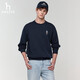 哈吉斯（HAZZYS）男裝 春秋款長(cháng)袖上衣PHIZ系列胸前圖案繡花簡(jiǎn)約圓領(lǐng)衛衣男