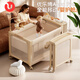 優(yōu)樂(lè )博（ULOP）多功能嬰兒床拼接床可折疊可移動(dòng)0-3歲寶寶床帶尿布臺蚊帳二合一 優(yōu)樂(lè )博 Aura Pro 豪華嬰護艙-香檳金[奢華頂配] 嬰兒用品新生兒見(jiàn)面禮物高檔寶寶滿(mǎn)月禮物