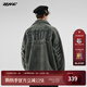 BJHG不計后果冬季美式復古貼皮繡仿兔絨棉衣男潮牌加厚寬松棉服外套女 都市灰 L