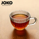 JOKO無(wú)鉛把手玻璃杯茶杯咖啡杯喝水杯格紋條紋耐熱水杯辦公室商務(wù)杯碟 宮廷款把手杯(單杯無(wú)碟)230ml