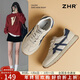 ZHR復古德訓鞋女輕便透氣休閑鞋女百搭學(xué)生運動(dòng)鞋子女 AK199 灰藍 38