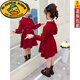 G.duck女童紅色連衣裙秋冬季中長(cháng)款長(cháng)袖裙子新年服中大童秋冬襯衫公主裙 44款連衣裙 160