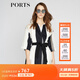 PORTS寶姿 秋冬新品女裝中袖撞色拼接中長(cháng)款風(fēng)衣LA8T020FFD021 黑 白 XS (2)