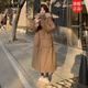 BKMR工裝抽繩收腰加絨加厚派克服外套女冬新款長(cháng)款過(guò)膝顯瘦大毛領(lǐng)棉衣 焦糖色版 XS 建議80斤-105斤